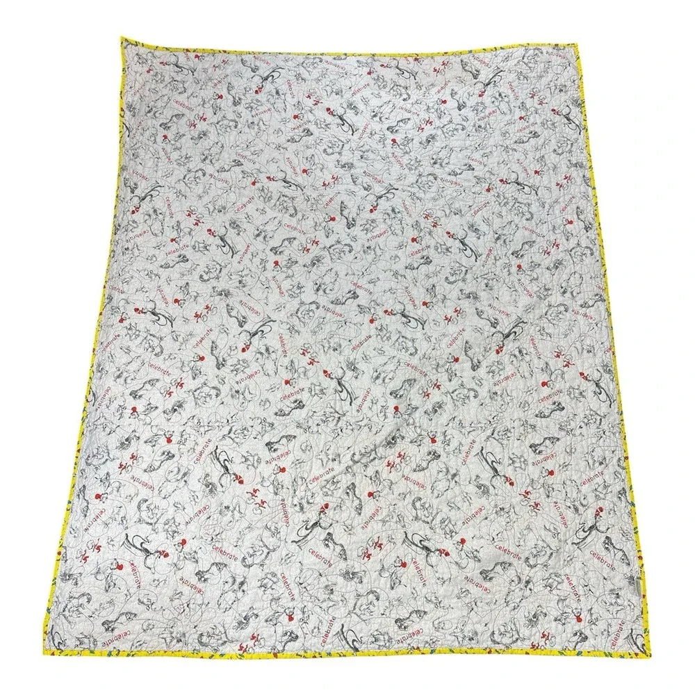 Handmade Dr. Suess Themed Quilt Colorful 55”L x 44”W